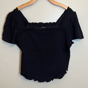 NWT Torrid Black Smocked Flutter Sleeve Crop Top